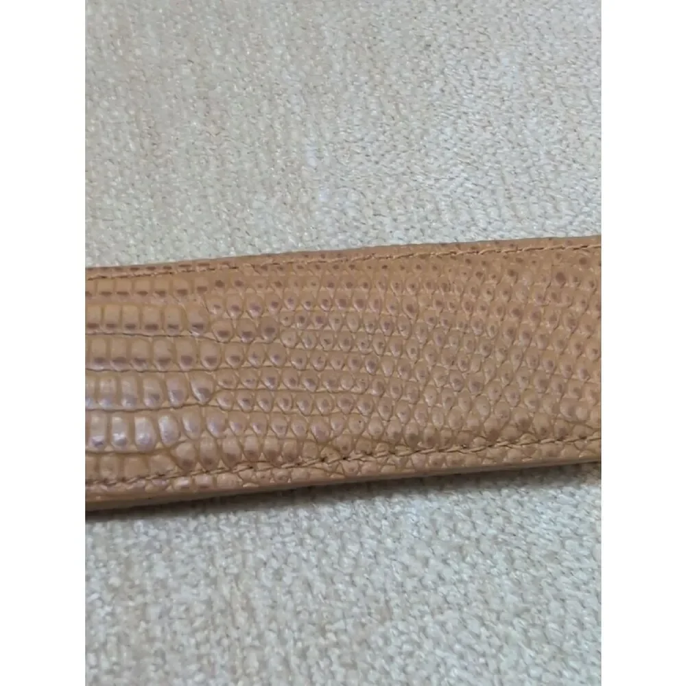 Carlisle Tan Croc Embossed Leather Belt with Bronze Metal Loops & Buckle Size L